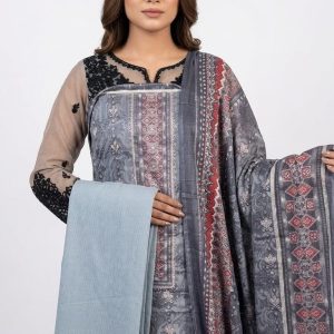 Grey Patterned Suit with Sheer Sleeves