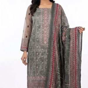 Grey Traditional Motif Three-Piece Suit