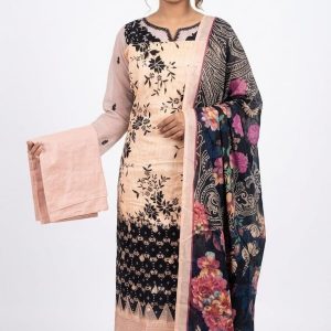 Peach and Black Floral Contrast Suit